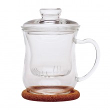 Чашка из жаропрочного стекла "Гиацинт" с заварочной колбой,крышкой и пробковой подставкой, 300 мл